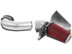 Aluminum Cold Air Intake with Red Filter and Heat Shield; Silver