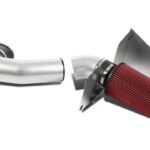 Aluminum Cold Air Intake with Red Filter and Heat Shield; Silver